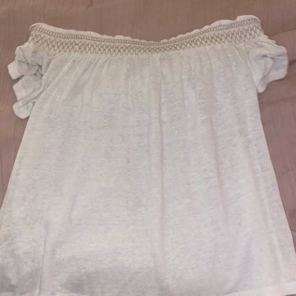 Old Navy Swing Embroidered Ivory Top Off Shoulder Boho Shirt 3/4 Sleeve M NWT - Picture 4 of 4